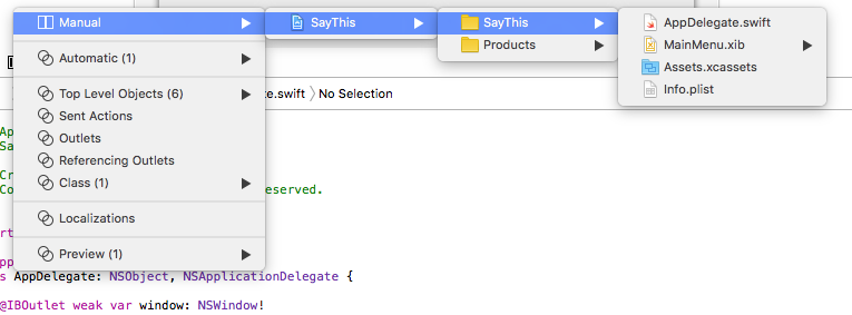 Choose the AppController file