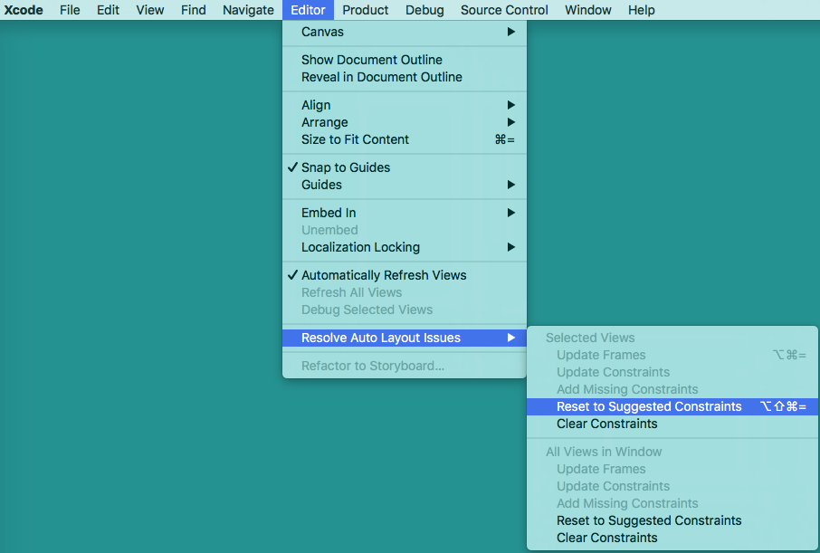 Reset to Suggested Constraints