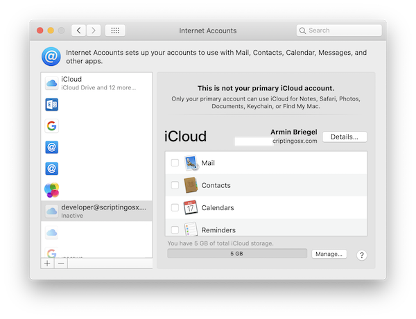 Second iCloud Account on macOS