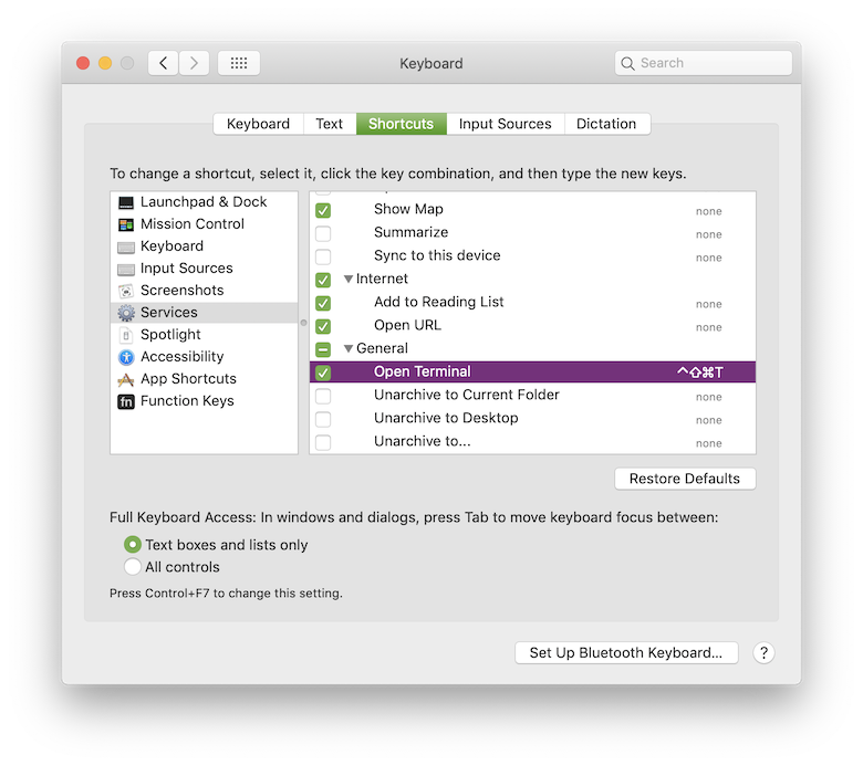 Mac Keyboard Shortcuts Cant Select Terminal App